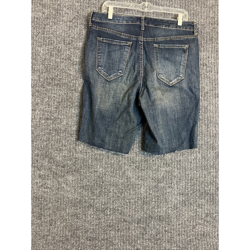 Jessica Simpson Womens Denim Bermuda Short Size 16 Blue Dark Wash Frayed Stretch - Picture 2 of 12